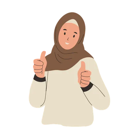 Woman wearing hijab showing thumbs up  Illustration