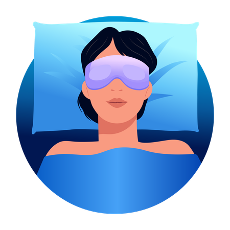 Woman wearing in sleeping mask  Illustration