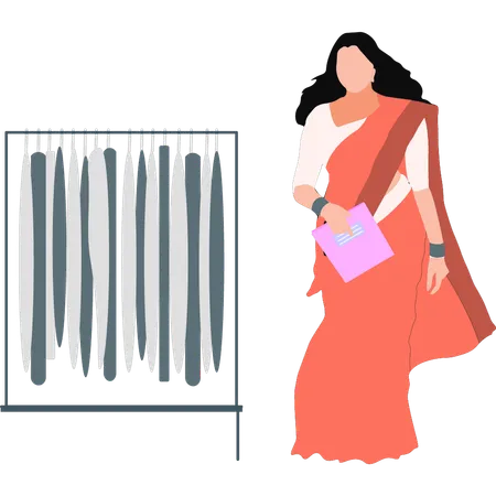 A Female Is Wearing An Indian Dress Illustration