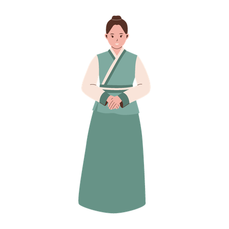 Woman wearing korean traditional costume  Illustration