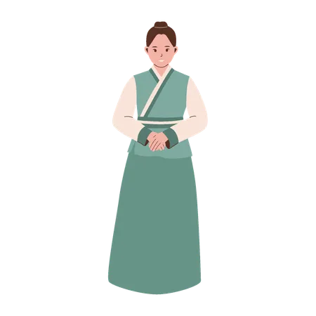 Woman wearing korean traditional costume  Illustration