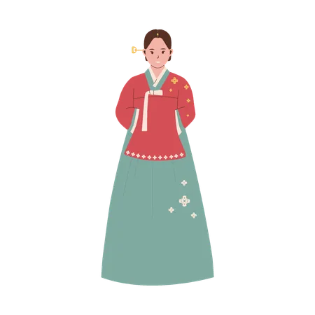 Woman wearing korean traditional costume  Illustration