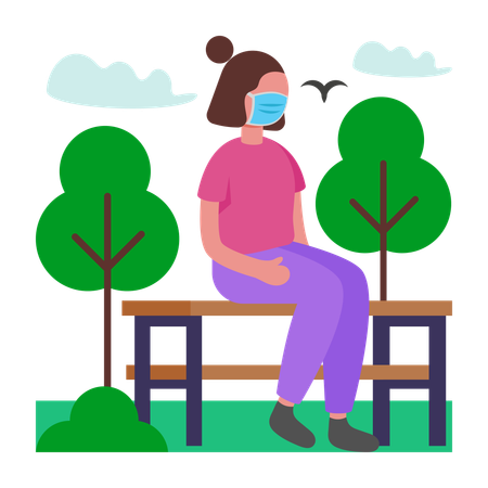 Woman Wearing Mask  Illustration