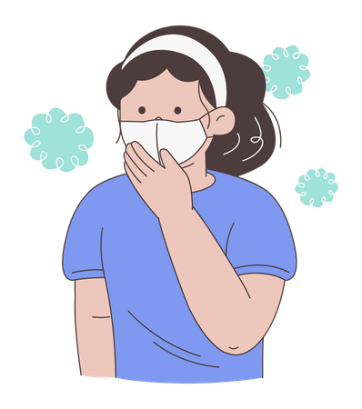 Woman Wearing Mask for Health Safety  Illustration