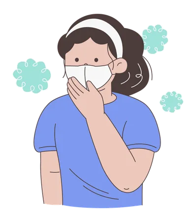 Woman Wearing Mask for Health Safety  Illustration