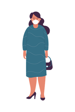 Woman Wearing Mask  Illustration