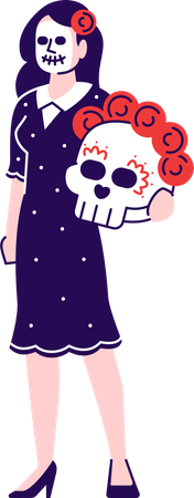Woman wearing Mexican day of dead costume  Illustration