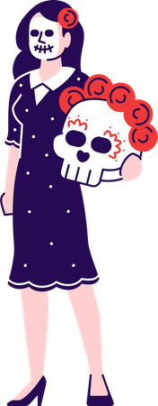 Woman wearing Mexican day of dead costume  Illustration