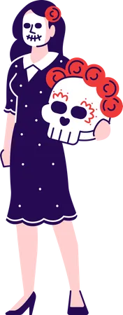 Woman wearing Mexican day of dead costume  Illustration