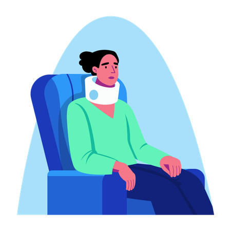 ネックブレースを着用した女性  イラスト