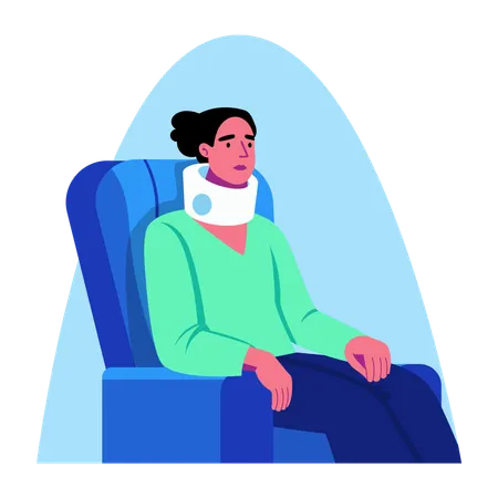 Woman wearing Neck brace  Illustration