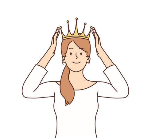 Woman wearing Queen crowd  Illustration