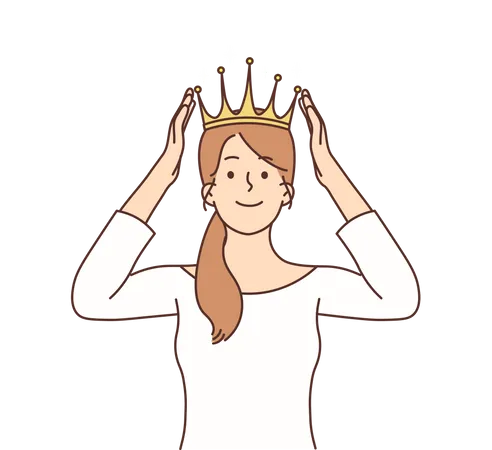 Woman wearing Queen crowd  Illustration