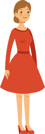 Woman wearing red dress Illustration