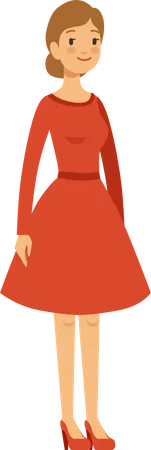 Woman wearing red dress Illustration