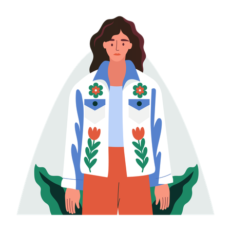 Woman wearing spring fashion jacket  Illustration