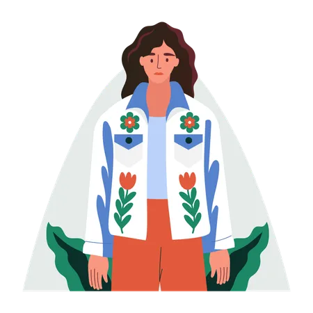 Woman wearing spring fashion jacket  Illustration