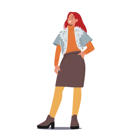 Woman Wearing Stylish Jacket  Illustration