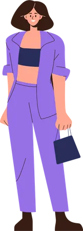 Woman wearing stylish trousers business suit  Illustration