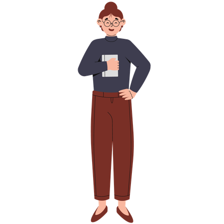 Woman Wearing Sweater and Long Pants  Illustration