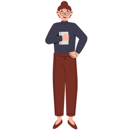 Woman Wearing Sweater and Long Pants  Illustration