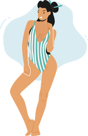 Woman wearing swimsuit posing for a photo  Illustration