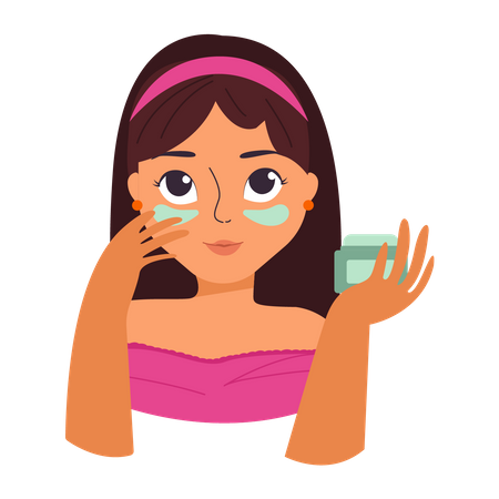 Woman Wearing under eye mask  Illustration