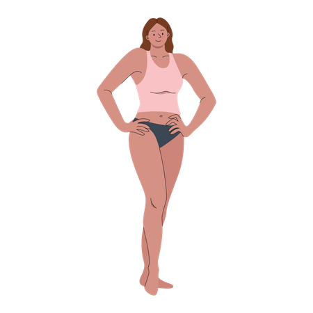 Woman wearing underwear posing arms akimbo  Illustration