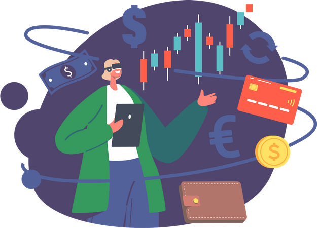 Woman wearing vr glasses in front of AR analytics dashboard  Illustration