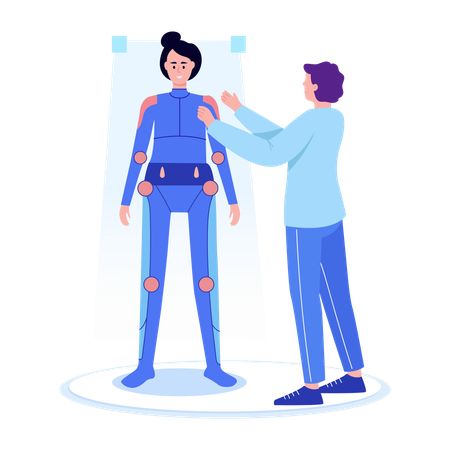 WoMan wearing vr suit  Illustration