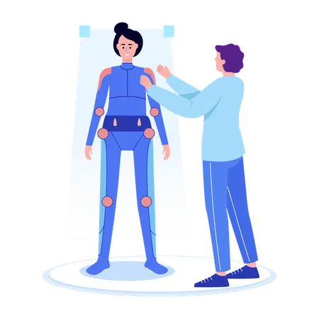 WoMan wearing vr suit  Illustration