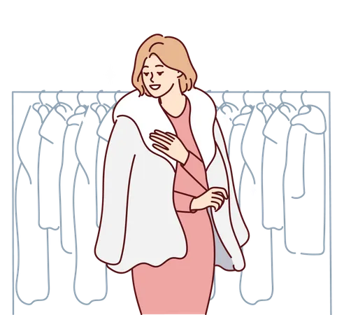 Woman wearing warm jacket  Illustration