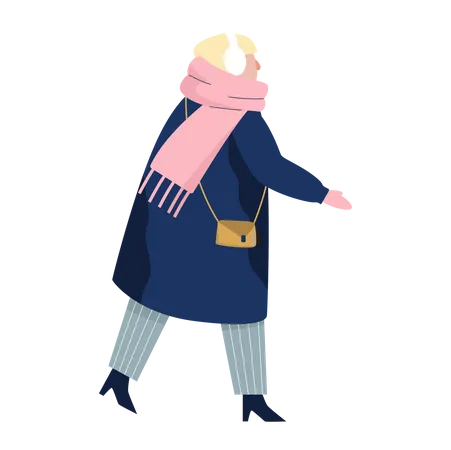 Woman wearing warm winter coat Illustration