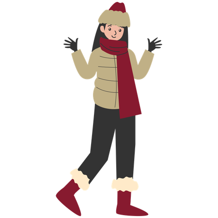 Woman Wearing Winter Clothes  Illustration