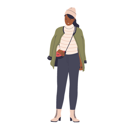 Woman Wearing Winter Outfit  Illustration