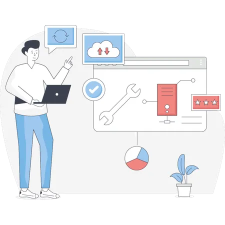 Woman  web repairing  Illustration