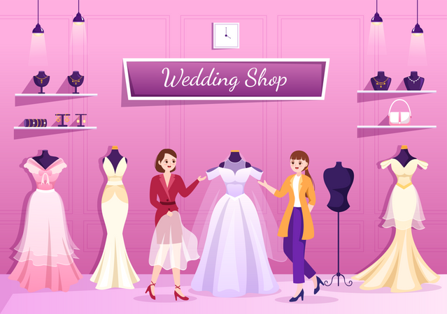 Woman Wedding Shop  Illustration