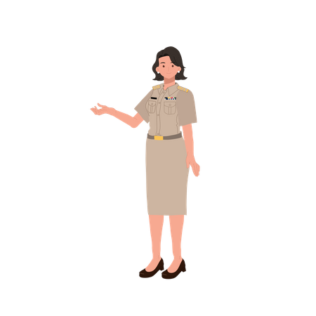 Woman welcoming gesture  Illustration