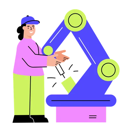 Woman welding robotic arm  Illustration