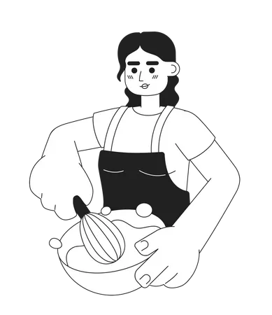 Woman whipping cream  Illustration