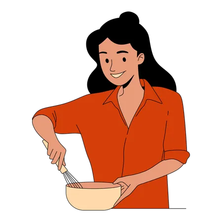 Woman whisking mixture  Illustration