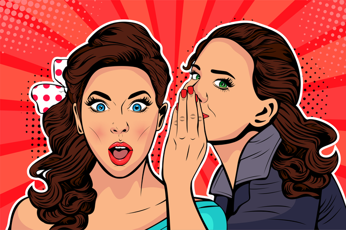 Woman whispering gossip or secret to her friend  Illustration