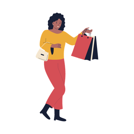 Woman who enjoys shopping  イラスト