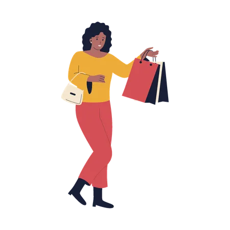 Woman who enjoys shopping  Illustration