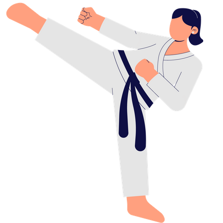 Woman Who Practices Taekwondo  Illustration