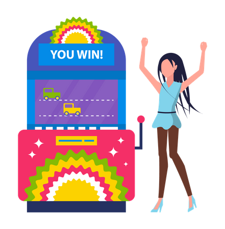 Woman win at slot machine  Illustration