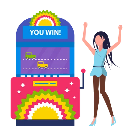 Woman win at slot machine  Illustration