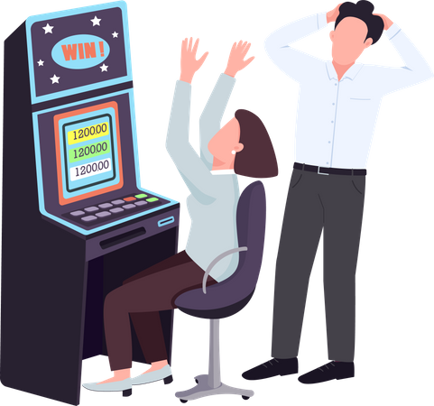 Woman win at slot machine  Illustration