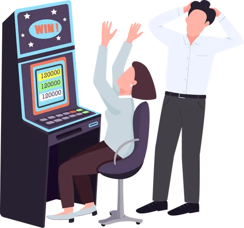 Woman win at slot machine  Illustration