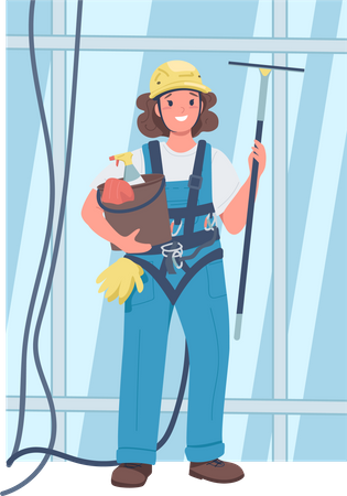 Woman window washer  Illustration